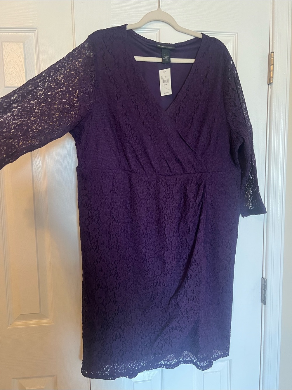 Women's Lace Wrap Dress - Purple